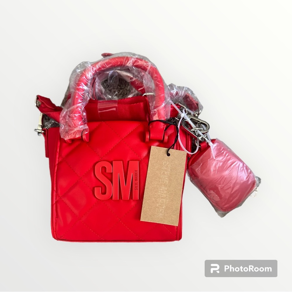 Steve Madden Satchel Crossbody Bag with Air Pod Case - Red One Size